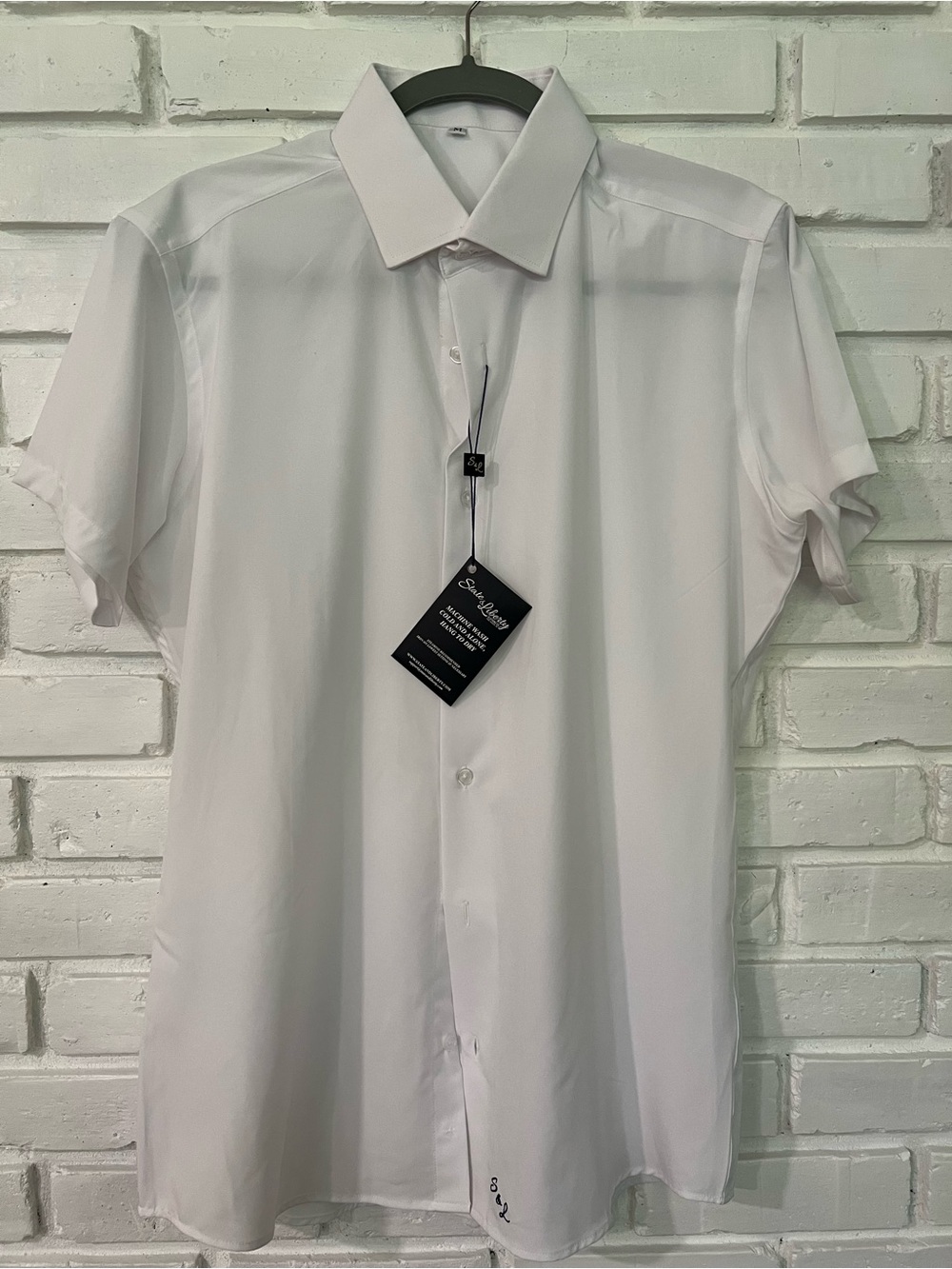 State and Liberty Men's Short-Sleeve Dress Shirt - White